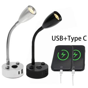 USB Type-c 고속 충전 기능이 있는 12V-24V LED RV 독서 등 터치 스위치가 있는 유연한 짧은 유연한 구즈넥 라이트