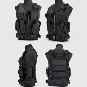 조정 가능한 Molle 전술 조끼 전투 보디 아머 조끼 경비원 사냥 육군 야외 CS 전쟁 게임 Airsoft 훈련 자켓