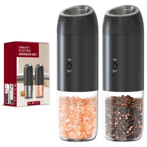 1/2PCS 전기 소금과 후추 분쇄기 LED 조명 중력 감지 조정 가능한 향신료 밀 무선 자동 주방 가제트