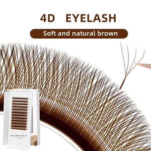 AGUUD 브라운 W형 속눈썹 4D 5D 3D 페어리 클로버 속눈썹 프리메이드 블룸 팬 볼륨 속눈썹 연장 소프트 브라운 YY 쉐입 속눈썹