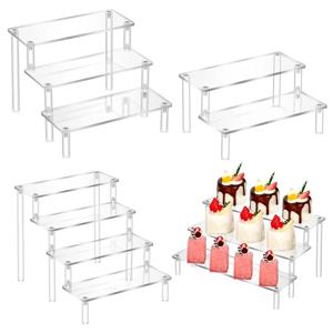 1pcs 다층 아크릴 디스플레이 스탠드 케이크 디스플레이 랙 높은 투명 사다리꼴 스토리지 선반 디저트 컵케익에 적합
