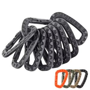 4/8/16pcs 전술 플라스틱 Carabiner 클립 키 체인 D 모양 하드 스프링 스냅 기어 후크 야외 캠핑 하이킹 EDC 도구