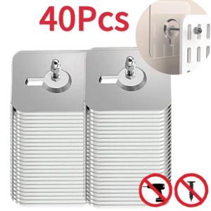 2-40pcs 자기 접착 후크 강한 접착제 원활한 끈적 벽 후크 네일 장착 랙 나사 원활한 나사 스토리지 랙 나사