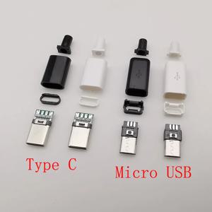10개 USB C타입 수 플러그 / 마이크로 USB 5핀 수 플러그 어셈블리 커넥터 충전 데이터 케이블 DIY 수리 납땜 USB 어댑터