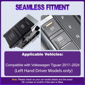 폭스바겐 VW 티구안 2017 2018 2019 2020 2021-2024 좌핸들용 자동차 전자식 핸드브레이크 주차 브레이크 스위치 버튼 (5NA927225)