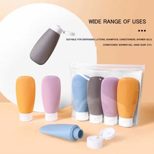 출장용 4pcs 실리콘 누출 방지 여행용 병 세면 용품 용 휴대용 리필 형 압착 용기 로션-ll