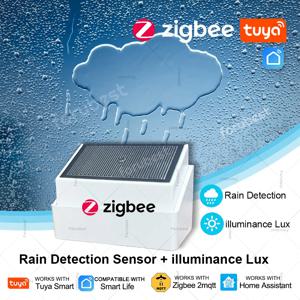 광 감지기가있는 Zigbee 비 감지 센서 Tuya 홈 어시스턴트 Z2MQTT 자동화 용 야외 방수 빗방울 센서