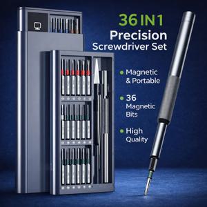 정밀 드라이버 세트, 긴 S2 비트 36개가 포함된 드라이버 키트, 안경, 시계, PC, 컴퓨터, 카메라용 자기 수리 도구