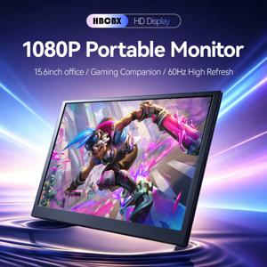 15.6인치 휴대용 모니터, 100% sRGB IPS 1920x1080P 16:9 초슬림 후면 스탠드 디자인, USB-C 미니 HDMI 휴대폰/노트북 모니터