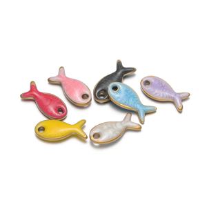 20개 스테인리스 스틸 양면 드립 오일 물고기 참 귀여운 펜던트 DIY 여성용 주얼리 제작 목걸이 귀걸이 재료