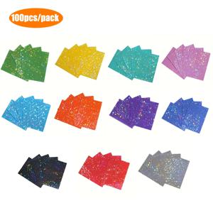 100개 스타 레이저 플래싱 홀로그램 카드 슬리브 66x91mm TCG 카드 및 K팝 포토카드용, 크리스마스 및 할로윈 선물로 최적