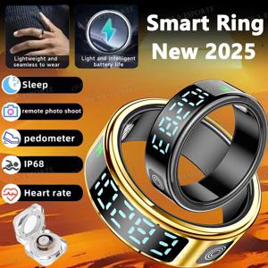 2025 스마트 링 디스플레이 화면 및 터치 기능, 무선 충전, 건강 관리, 5ATM 방수, 남녀공용 반지 HT30