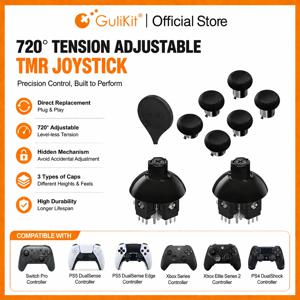 굴리킷 720 °   PS4, PS5, 스위치 프로, 엑스박스 시리즈 컨트롤러용 장력 조절 가능 TMR 조이스틱 게임 액세서리