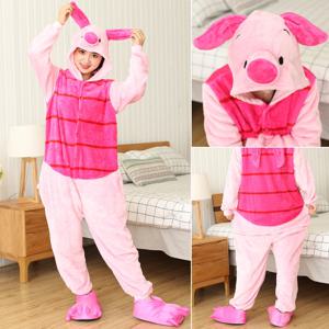 성인 어린이 돼지 새끼 Onesie 부드러운 긴 소매 잠옷 홈 의류 여성 남성 애니메이션 코스프레 의상 크리스마스 할로윈 파티