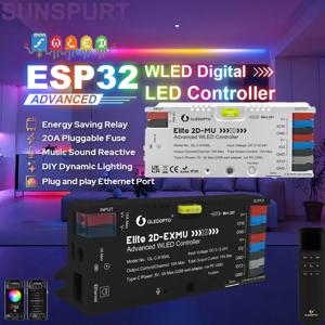 5NEW GLEDOPTO 엘리트 2D EXMU 이더넷 ESP32 WLED 투야 지그비 LED 컨트롤러 MIC 20A 퓨즈 포함 DIY 다이내믹 라이트 WS2811 SK6812용