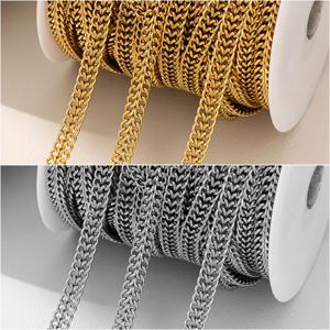 1mm 5/6.8/8mm 18K 금 PVD 도금 스테인리스 스틸 커브 링크 체인 DIY 펑크 목걸이 팔찌 보석 제작 여성 남성용
