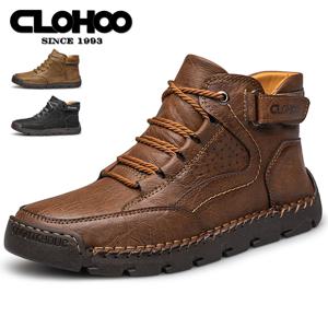 CLOHOO 남성용 핸드메이드 하이탑 부츠 숏부츠 가죽 남성용 하이킹 부츠 스페셜티 에디션 브랜드