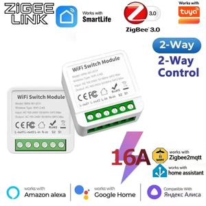 1/10PCS ZigBee 3.0 스마트 스위치 16A 양방향 제어 모듈 On/Off 차단기 Tuya Alexa Google용 무선 원격 음성 제어