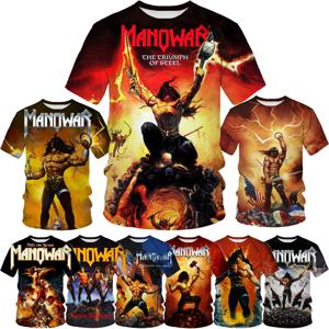 MANOWAR 록 힙합 밴드 3D 프린트 스포츠 빠른 건조 통기성 남성 티셔츠 스트리트 캐주얼 패션 반팔 의류 여름