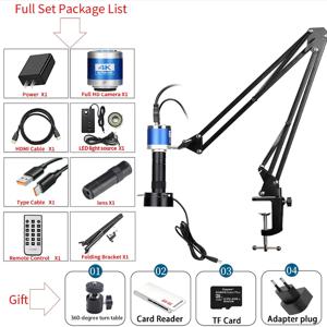 150X 풀 HD 카메라 4K/HDMI 포트 산업용 현미경 조정 가능한 금속 암 스탠드 브래킷 PCB 납땜 전화 수리용
