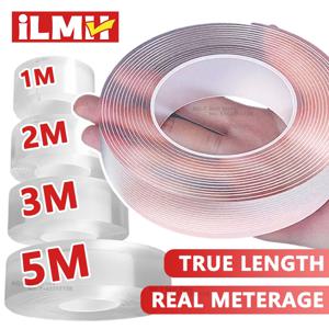 iLMH 1m 2m 3m 5m 양면 테이프, 강력 나노 접착제, 투명 방수 제거 가능 젤 테이프 (벽, 카펫, 그림 걸이용)