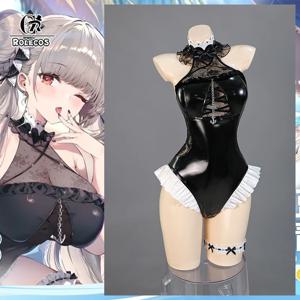ROLECOS 게임 2025 여름 파티 HMS 포머블 버니 코스튬 블랙 여성 점프수트 할로윈 활동 파티 역할 놀이 의상