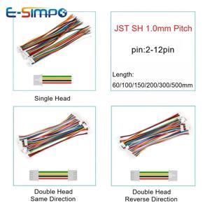 10PCS JST SH1.0 SH 1.0mm 단일/이중 커넥터 6/10/15/20/30/50cm 28AWG 2/3/4/6/7/8/9/10핀 동일/역방향 전자 와이어 케이블