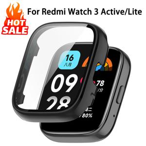 Xiaomi Redmi Watch 3 용 강화 유리 + 케이스 액티브 스크린 프로텍터 하드 PC 범퍼 보호 커버 MI Redmi Watch 3 Lite