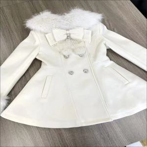 일본 가을 겨울 우아한 카와이 코트 여성 인조 모피 칼라 긴 소매 탑 캐주얼 로리타 리본 버튼 따뜻한 스위트 재킷 신상품