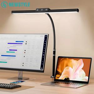 10W LED 책상 램프 사무실 가정용 눈 보호 클램프 USB 책상 램프 5색 무단계 조광 유연한 구즈넥 터치 컨트롤