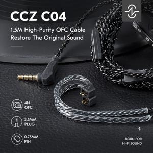 CCZ C04 1.5M 4N 고순도 OFC 이어폰 케이블(4가닥) QDC/TFZ/2PIN 핀 타입 업그레이드 케이블 헤드셋용 소음 제거