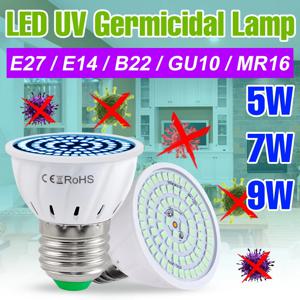 LED E27 UVC 전구 E14 살균 램프 GU10 260-280nm 진드기 제거 오존 살균기 MR16 가정용 침실 소독 B22 220V