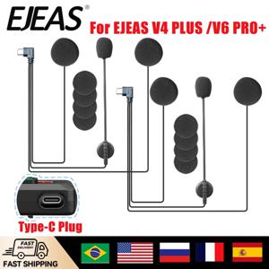 오리지널 EJEAS V6 Pro+/v4 플러스 마이크 스피커 헤드셋 TYPE-C 오토바이 헬멧 인터콤 블루투스 인터폰 풀 듀플렉스
