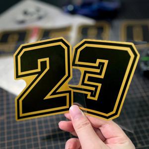 1개 골드 아라비아 숫자 오토바이 스티커 DIY 스쿠터 프론트 페어링 오토바이 연료 탱크 헬멧 자가 접착 비닐 데칼