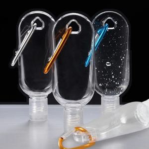 1-10개 빈 손 소독제 여행용 병 홀더 훅 키체인 캐리어 플립 캡 재사용 가능한 휴대용 30ml 50ml 빈 병