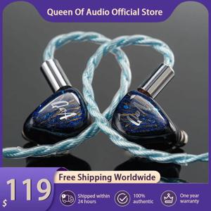 신제품 QoA 클라우드 스케이프 헤드폰 1 다이나믹 + 1 플래너 인이어 이어폰 3.5mm 4.4mm 플러그 이어버드 하이파이 유선 헤드셋 케이블 IEMs