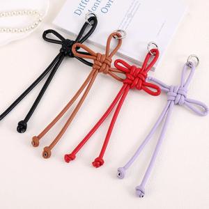 PU 가죽 꼬임 로프 중국 매듭 행운의 재회 열쇠고리 DIY 가방 펜던트 키체인 홀더 자동차 장식품 남녀용