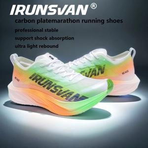 IRUNSVAN 카본 플레이트 남성 마라톤 러닝화 전문적인 안정적인 지지력 충격 흡수 초경량 리바운드 스포츠화