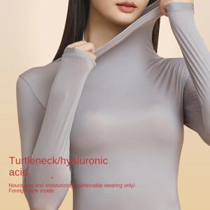 여성용 가을/겨울용 초박형 몸에 꼭 맞는 기본 이너웨어, 단색, 신축성 있는 긴팔, 피부를 아름답게 보이게 하는 옷, 따뜻한 기본 셔츠