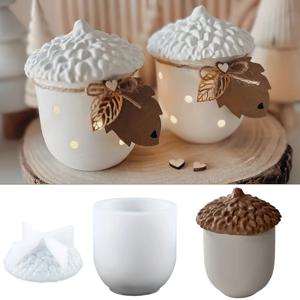 1pc 도토리 항아리 실리콘 몰드, 솔방울 항아리 실리콘 몰드, 석고 항아리 몰드, 점토 몰드, 보관병, 보석 용기