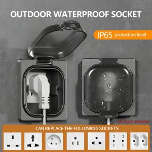 IP65 방수 야외 소켓, 16A 고출력 벽면 플레이트, 250V 미국/태국 스타일 10A 콘센트, 욕실 및 방수 전기 제품