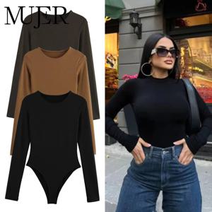 MUJER 블랙 버스티어 바디 여성용 섹시 익스트림 바디수트 여성 긴팔 바디수트 여성 원피스 여름 탑 여성 2025
