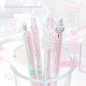4pcs 행운을 빌어요 젤 펜 세트 스위티 일본식 0.5mm 볼펜 검정 잉크 쓰기용 학생 다시 학교로 아이들 선물
