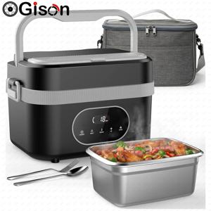 성인용 기슨 1.5L 전기 가열 도시락 60W 가열, 온도 표시 18000mAh 휴대용 음식 보온기, 직장, 차량 또는 가정용