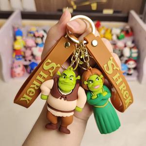괴물 슈렉 키체인 귀여운 가방 펜던트 창의적인 커플 인형 키체인 자동차 키 펜던트