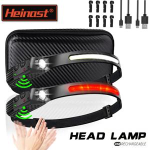 USB 충전식 LED 센서 헤드램프 XPE+COB 헤드라이트 LED 헤드 토치 캠핑 서치라이트 헤드 플래시라이트 낚시 랜턴용