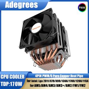 6개의 히트파이프 CPU 쿨러 PC 프로세서 저소음 쿨링 팬 (인텔 LGA 1150 1151 1156 1700 2011 X99 1366 AM3 AM4 AM5 호환)