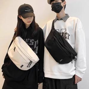 패션 대용량 크로스바디 백 벨트 파우치 나일론 여행 힙백 단색 캐주얼 스포츠 지갑 포켓 커플 젊은 학생용