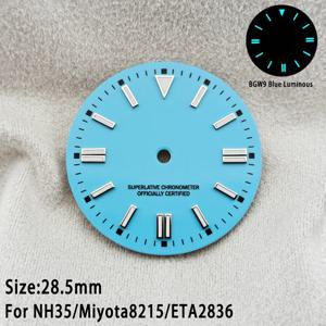 다이얼 28.5mm 시계 다이얼 NH35 BGW9 빛나는 부드러운 다이얼 무균 다이얼 OP 다이얼 시계 다이얼 NH35 NH36 Miyota 8215 ETA2836