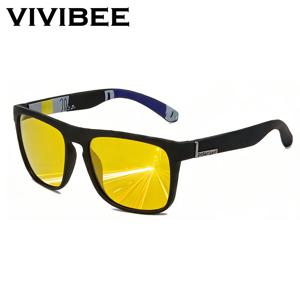 VIVIBEE 나이트 비전 안경 노란색 편광 UV400 남성용 사각형 운전 고글 스포츠 여성용 눈부심 방지 자동차 안경